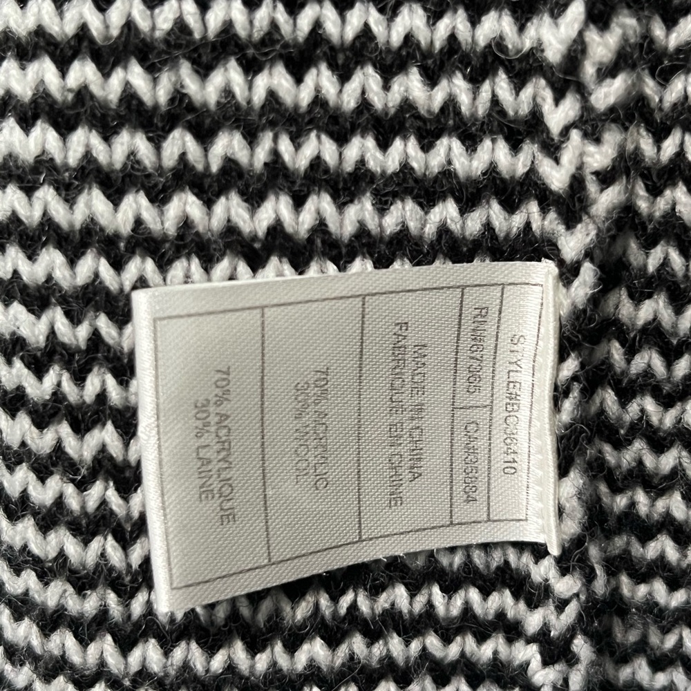 BB Dakota Women's Large Wool Blend Shawl Open Front Cardigan Sweater Black White - Picture 4 of 14